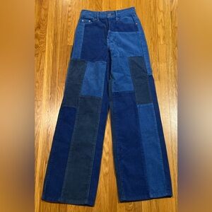Pacsun‎ Patchwork Panel Corduroy Mid-Rise Wide Leg Baggy Jeans Cords Pants Sz 22